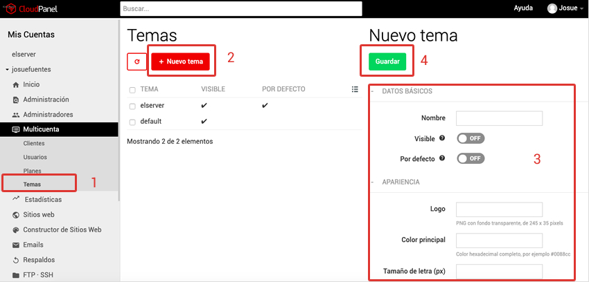 Crear Tema Cloud Panel Latincloud